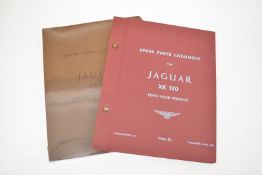 Jaguar XK120 spare parts catalogue and fixed head coupé supplement, Jaguar authorised replicas of