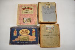 Four Chad Valley GWR jigsaw puzzles comprising Torbay Express, Stratford-Upon-Avon (Harvard Hall),