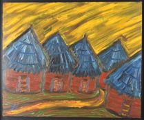 Dietmar Richard Vollmar (born 1935), oil on canvas, 'Kwekwe: workers huts 2007' Zimbabwe, African