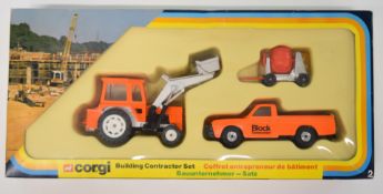 Corgi diecast model Building Contractor Set 2 including Massey Ferguson Tractor, Mazda B1600 Pick-up