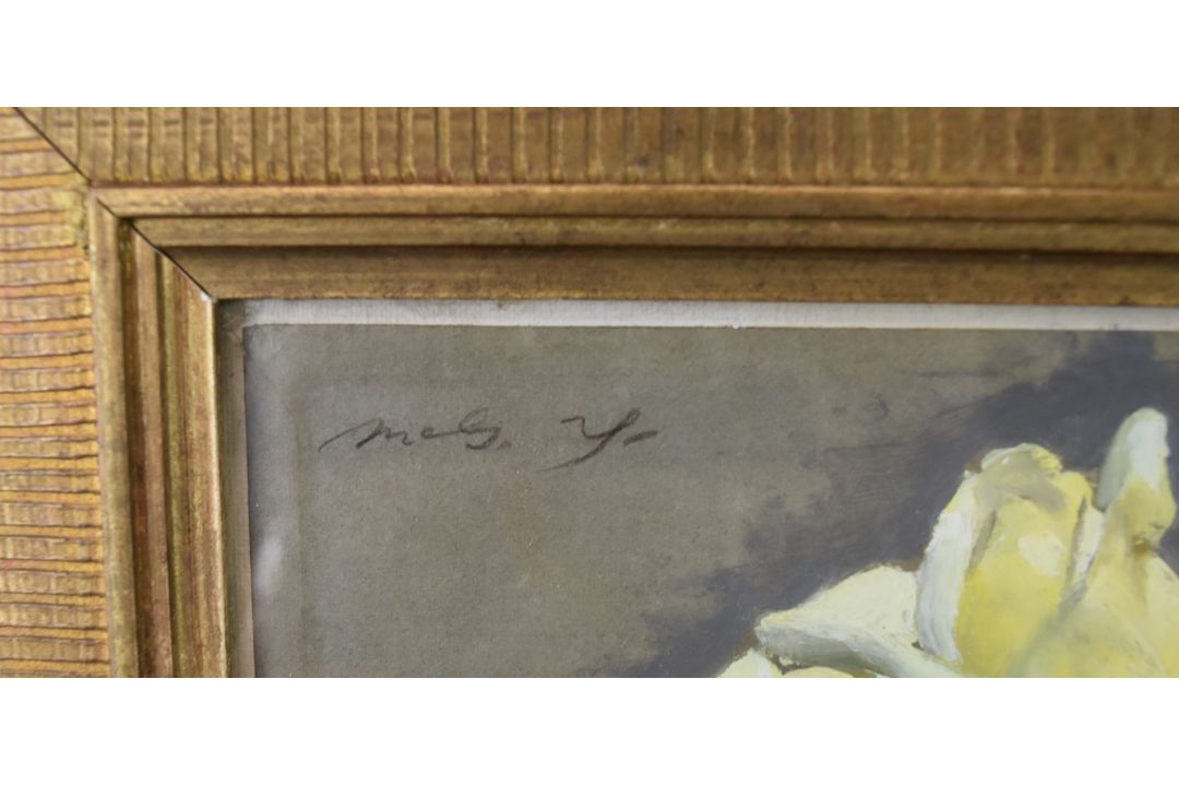 Attributed to John Bulloch Souter (1896-1971) double sided oil on board floral studies, 26.5 x 37cm, - Image 3 of 6