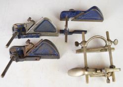 Four Record woodworking plough planes comprising 043, 040 (x2) and one unmarked