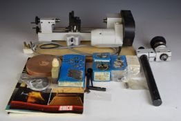 Emco Unimat 3 model engineering or watchmakers lathe, with milling table and top spindle, vice, four
