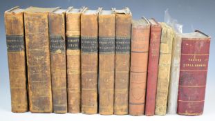 New Sporting Magazine volumes 14, 15, 16, 18, 19  1838-1840 several engraved plates in half leather.