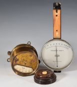 Casella London humidity meter, diameter of dial 11cm, vintage rosewood servant's bell push and a