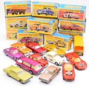 Twelve Matchbox Superfast diecast model cars comprising numbers 2, 15x2, 22, 24, 25, 31, 36, 46, 56,