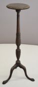 Mahogany torchère stand with carved acanthus leaf decoration, height 109cm