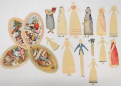 19thC oval picture book Little Miss Dollikins & Her Doings and a collection of doll cut outs, 12 x