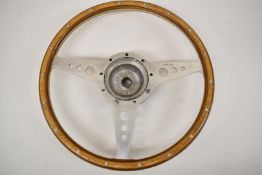 Moto-Lita aluminium, wood rimmed classic car steering wheel, diameter 35cm