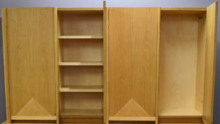 Windmill Furniture oak dresser top / cabinet, the four doors with Art Deco style parquetry inlay,