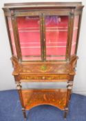 Edwards and Roberts Edwardian painted mahogany glazed display cabinet with concave glass side panels
