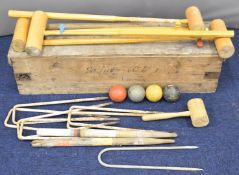 Vintage Selfridges & Co Ltd croquet set, in named pine case