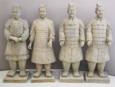 Four fibreglass Chinese style terracotta warriors, height 147cm