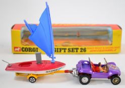 Corgi Toys Whizzwheels diecast model Gift Set 26 Beach Buggy & Sailing Boat, in original display
