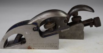 Two Record woodworking rebate planes comprising 076 and 077A