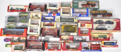 Thirty-nine diecast model buses, lorries and emergency service vehicles to include Corgi, Lledo,