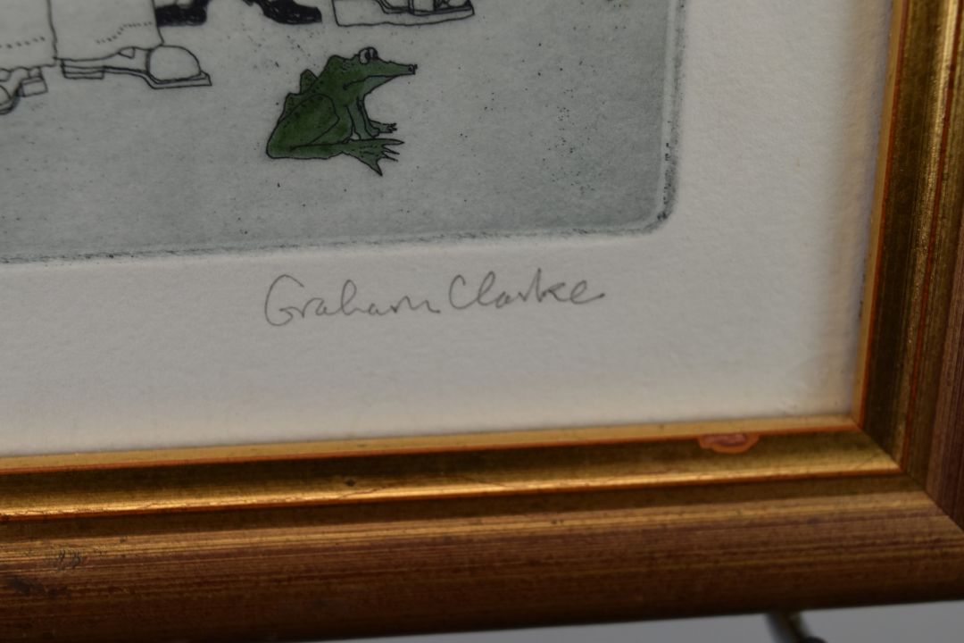 Graham Clarke (born 1941) signed limited edition (29/75) multiple portrait 'La Queue', signed and - Image 4 of 8