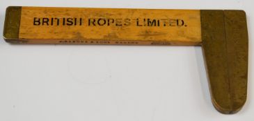 British Ropes Limited boxwood and brass four inch rope testing or measuring gauge