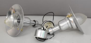Pair of industrial style light fittings, height of lamp 39cm