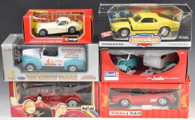 Six 1:18 scale dicast model vehicles by Burago, Polistil, Ertl and similar to include Alfa Romeo