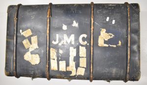 Vintage travelling trunk including Southern Railway luggage labels, length 90cm, together with a