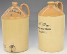 Two stoneware flagons 'W&F Marchant, Reading' and 'Good!! It's Masons', tallest 40cm