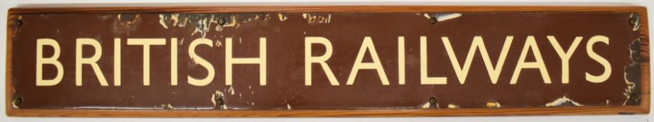 British Railways Western region vintage enamel poster board or similar sign, 10 x 68cm, mounted on