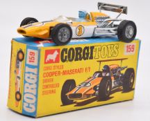 Corgi Toys diecast model Cooper-Maserati F1 with driver controlled steering, yellow body, silver