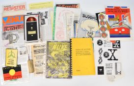 Large quantity of ephemera and objects relating to political activism c1970s/80s including CND,