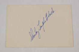 Shirley Temple autograph signed in blue ink, with Fraser's certificate of authenticity