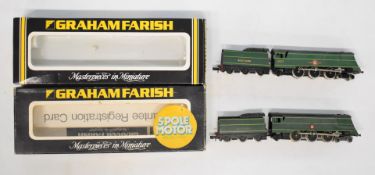 Two Graham Farish West Country and Battle of Britain Class N gauge model railway locomotives, both