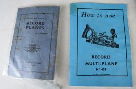 Four Record No. 405 woodworking multi-planes, with various cutters