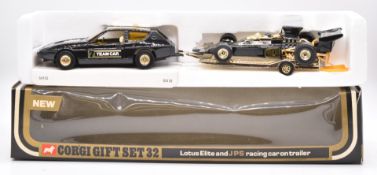 Corgi Toys diecast model Gift Set 32 Lotus Elite & JPS Car on Trailer, in original window box.