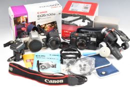 Canon EOS500 35mm SLR camera with 28-80mm 1:3.5-5.6 lens, in original box, Manfrotto MXPRO-3W