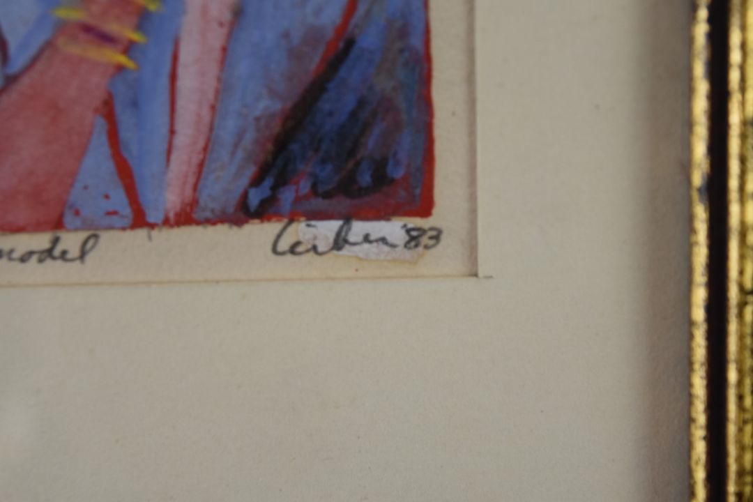 Gerson Leiber (1921-2018) watercolour and gouache portrait of a lady 'Model', signed, dated 83 and - Image 4 of 5