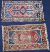 Two vintage Turkoman rugs, largest 130 x 80cm