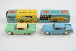 Two Corgi Toys diecast model cars comprising Ford Thunderbird 214 and StudeBaker 'Golden Hawk'