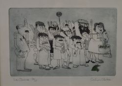 Graham Clarke (born 1941) signed limited edition (29/75) multiple portrait 'La Queue', signed and