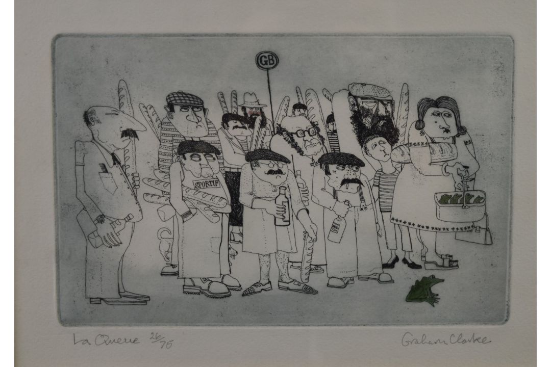 Graham Clarke (born 1941) signed limited edition (29/75) multiple portrait 'La Queue', signed and - Image 1 of 8