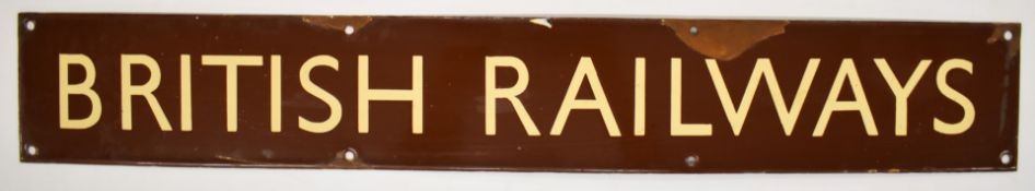 British Railways Western region vintage enamel poster board or similar sign, 10 x 68cm, mounted on