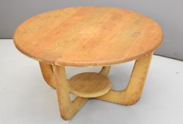 Ercol or similar retro coffee table, diameter 81cm