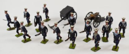 Britains Royal Navy gun team together with cannon and limber.