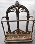 Victorian or Edwardian cast iron umbrella stand, height 97cm
