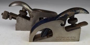 Two Record woodworking rebate planes comprising 076 and 077A
