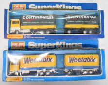 Two Matchbox Superkings Ford Transcontinental diecast model lorries, K21, both in original boxes.