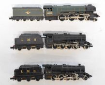 Three Graham Farish N gauge model railway locomotives 60052 and two LMS 2-8-0.
