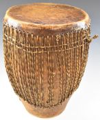 African bongo drum with hide skin and strainers