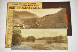 Pair of Lancashire and Ireland carriage prints on glass, 25.5 x 67cm, likely LNWR or LMS, GWR use of