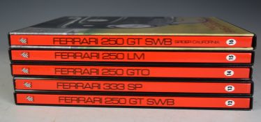 Five Ferrari books by Cavalleria, numbered 12-16, covering the 250 GT, 333 SP and 250 LM, each in