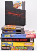 Seven Nintendo NES games comprising Super Mario 2, Super Mario 3, Solar Jetman, Hunt For Red